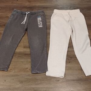 Hollister Kids Gray and Cream Joggers